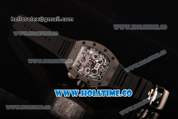 Richard Mille RM 011 Felipe Massa Flyback Chronograph Swiss Valjoux 7750 Automatic Carbon Fiber Case with Skeleton Dial and Black Inner Bezel - 1:1 Original - Click Image to Close